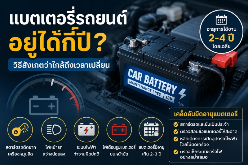 แบตเตอรี่รถยนต์อยู่ได้กี่ปี? วิธีสังเกตว่าใกล้ถึงเวลาเปลี่ยน